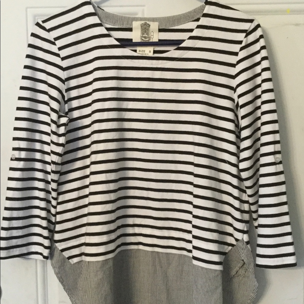 Anthropologie Lili’s Closet Blue and White Nautical  Striped Top